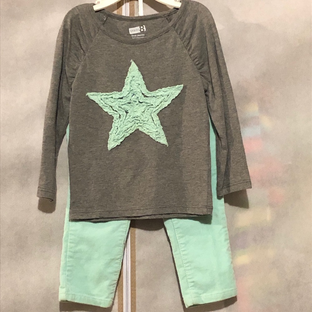 EUC Grey/mint corduroy 2 piece set